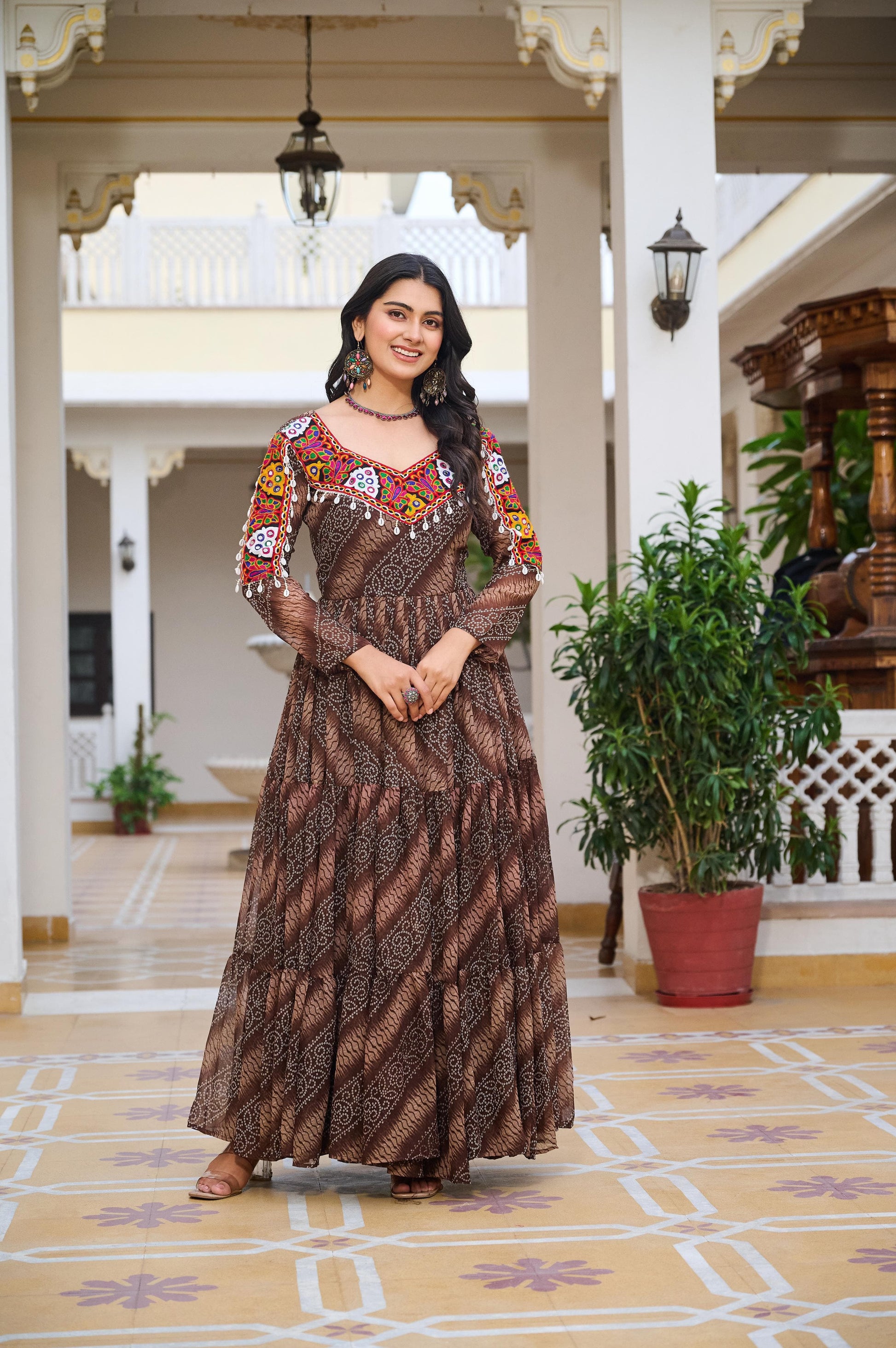 Navratri Special Gamathi Work Gown with 9 Meter Flair – Trendraani