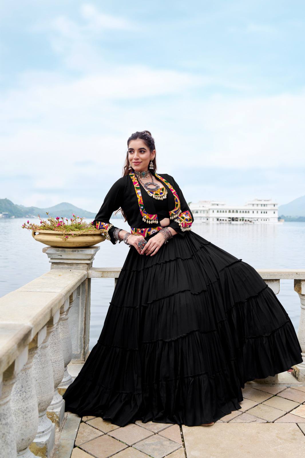 RAJUDI Navratri Lehenga Choli 2025 with Mirror Gamthi Work