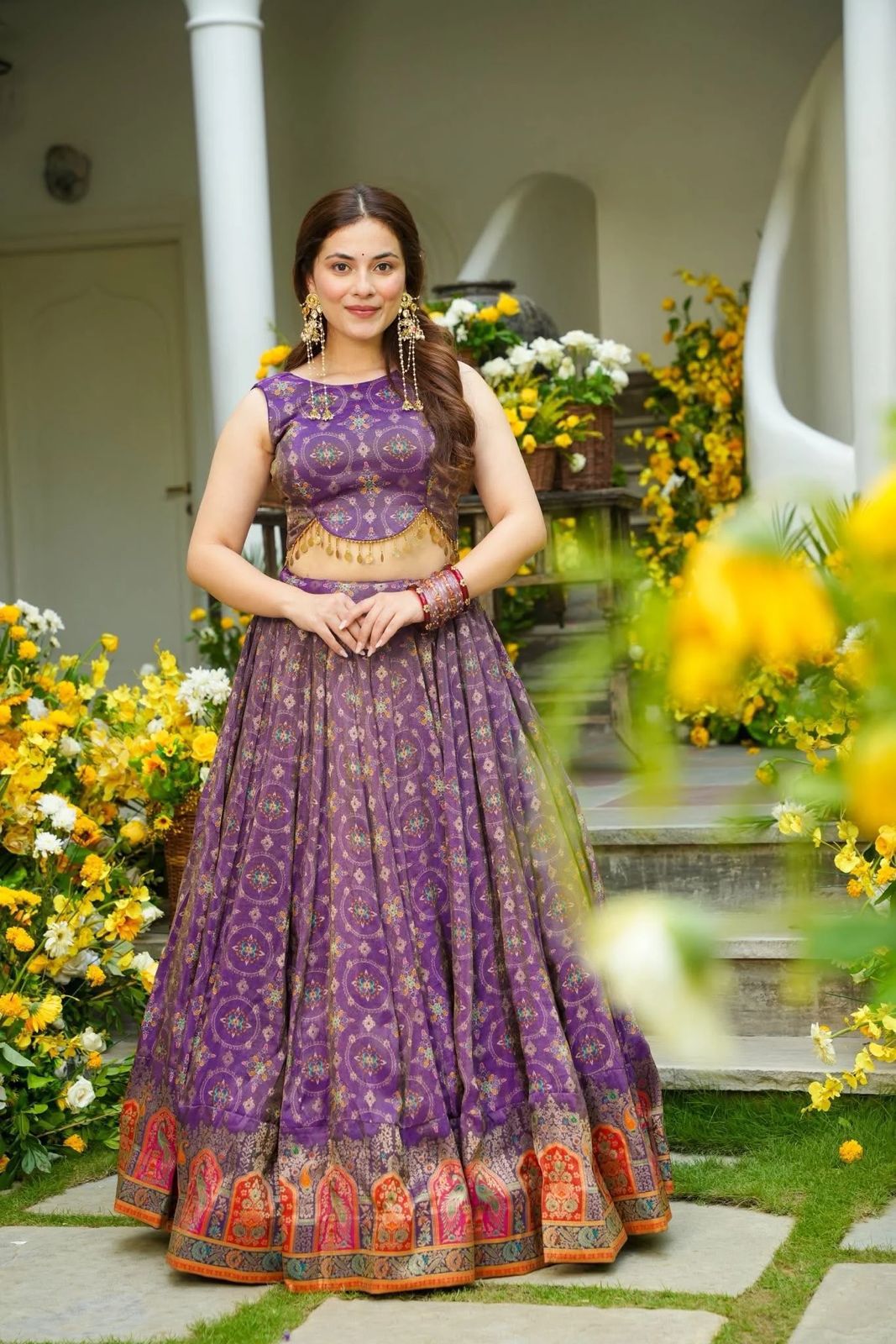Digital Printed Organza Lehenga for Navratri 2025
