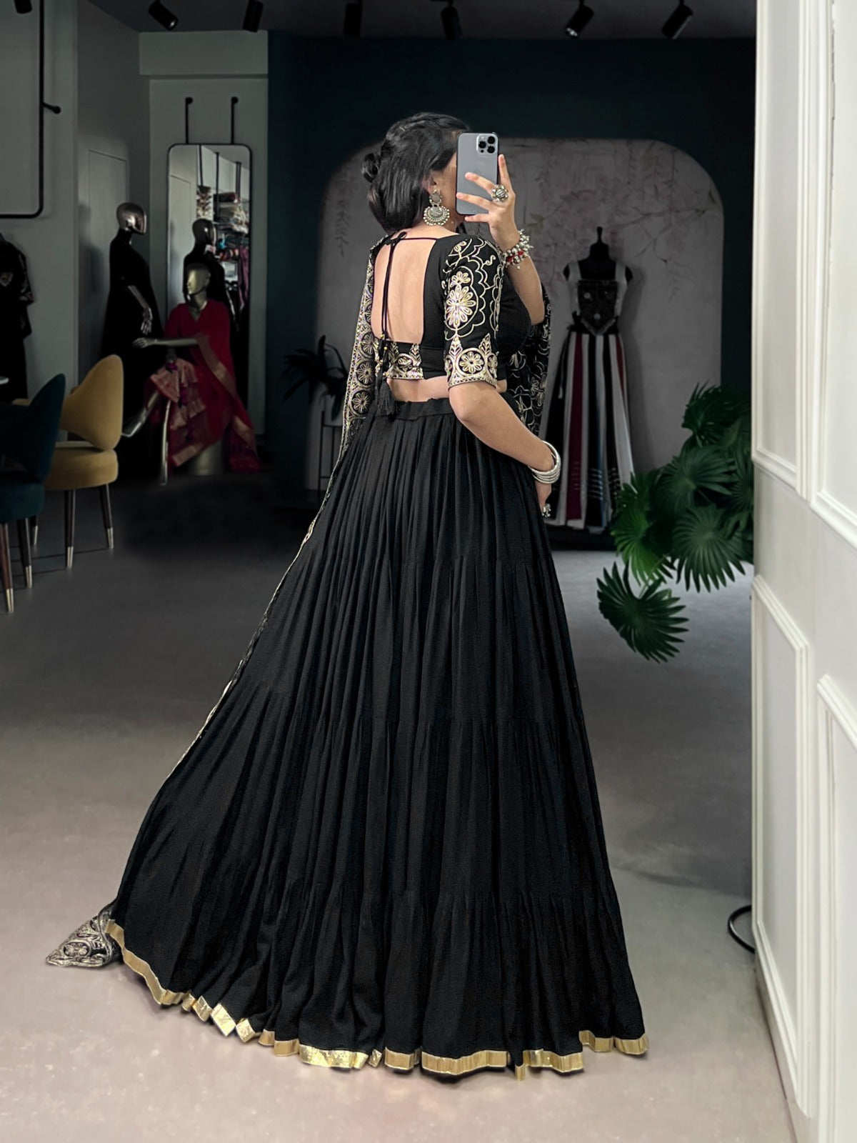 Navratri 2025 Black Lehenga Choli with Zari & Lace Work