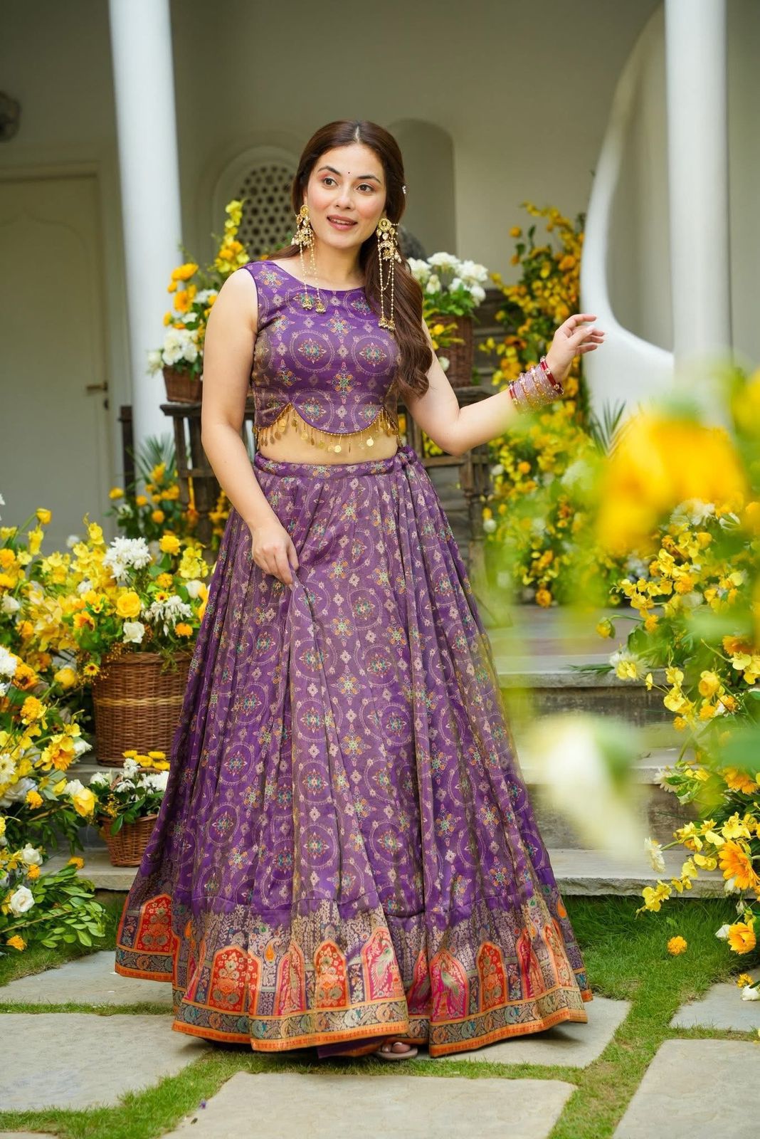 Designer Jimmy Organza Silk Lehenga Choli with Lace Work
