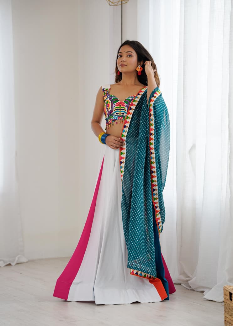 Havy Rayon Lehenga Choli with Gamthi Thread & Mirror Work