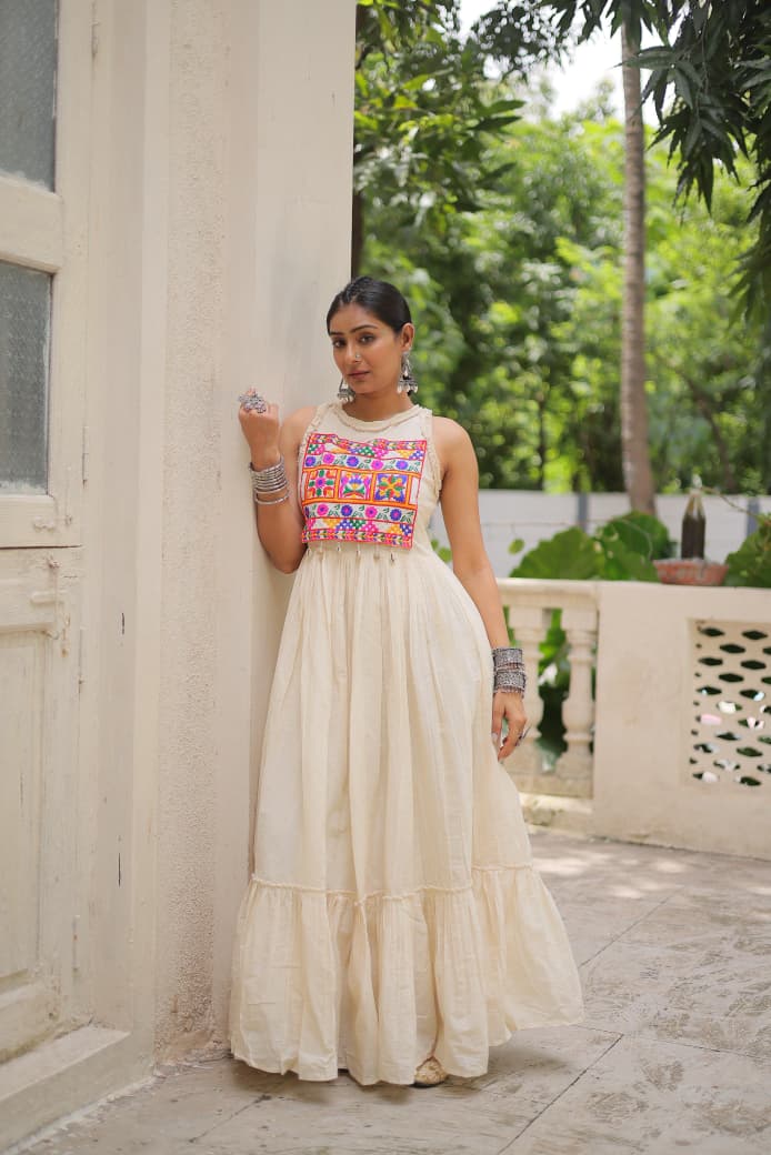 Sleeveless Festive Gown with 8 Meter Flair