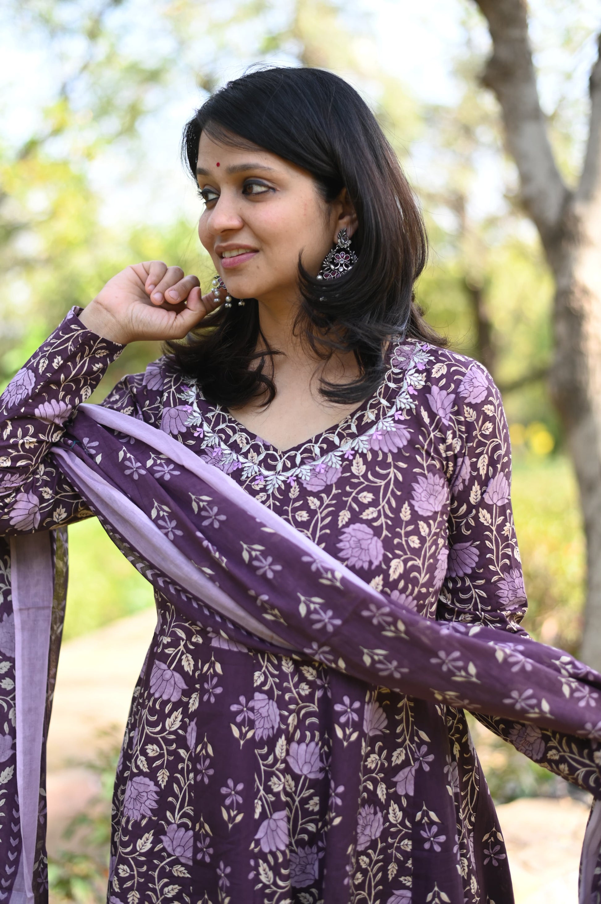 Double Print Handblock Cotton Suit Set for Daily Ethnic Wear