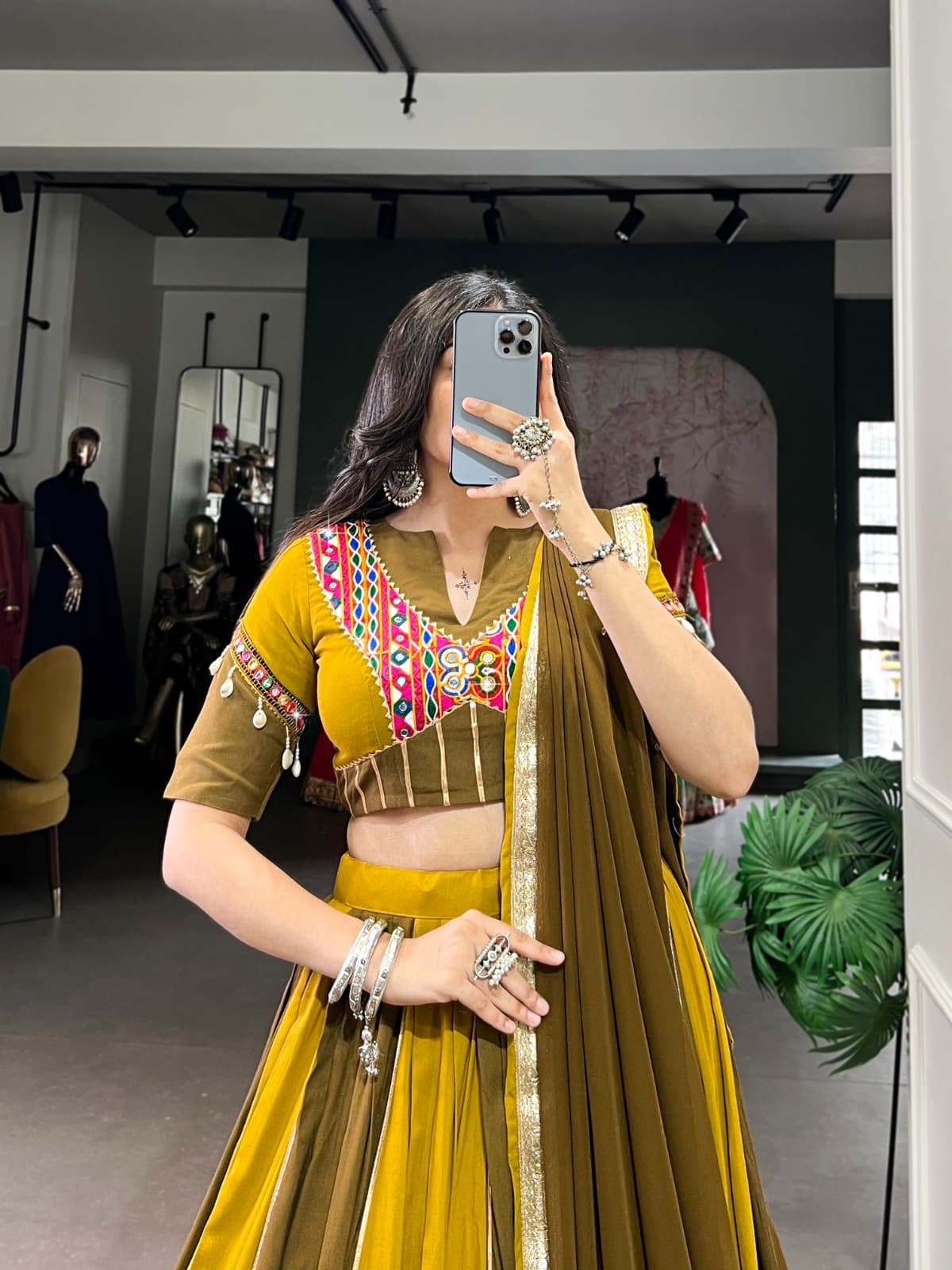 Designer Mirror Work Blouse with Gota Patti and Kodi Lace – Trendraani
