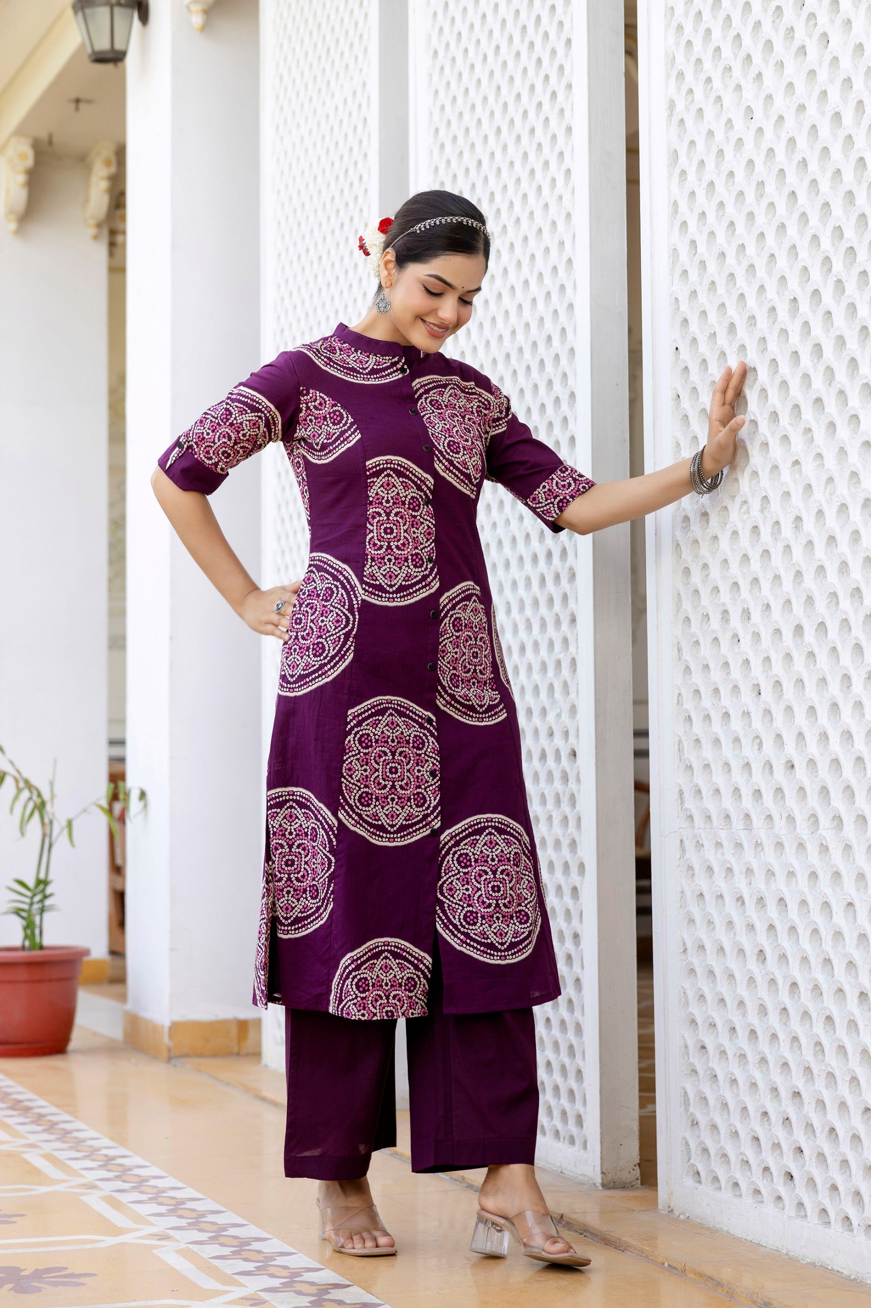 Fine Cotton Co-ord Set in Abstract Bandej Print – Casual Indian Wear