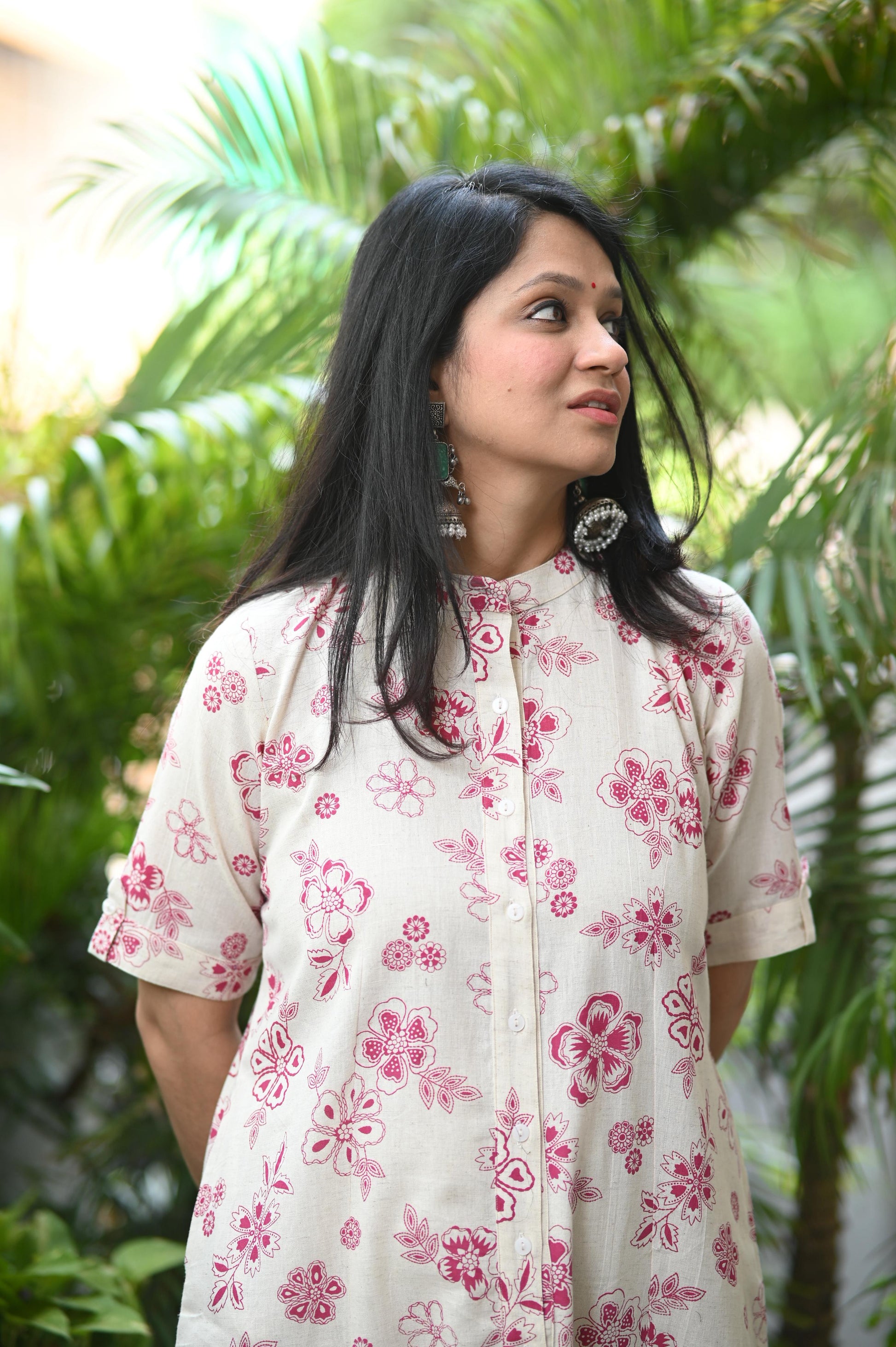 Chic Printed Khadi Cotton Kurta Set for Summer – Elbow Sleeves Look