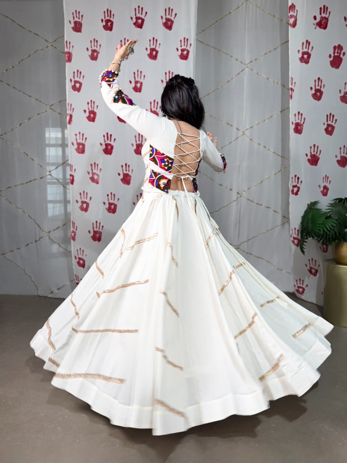 Stitched 8 Meter Flair Lehenga for Garba Night with Sequins Touch