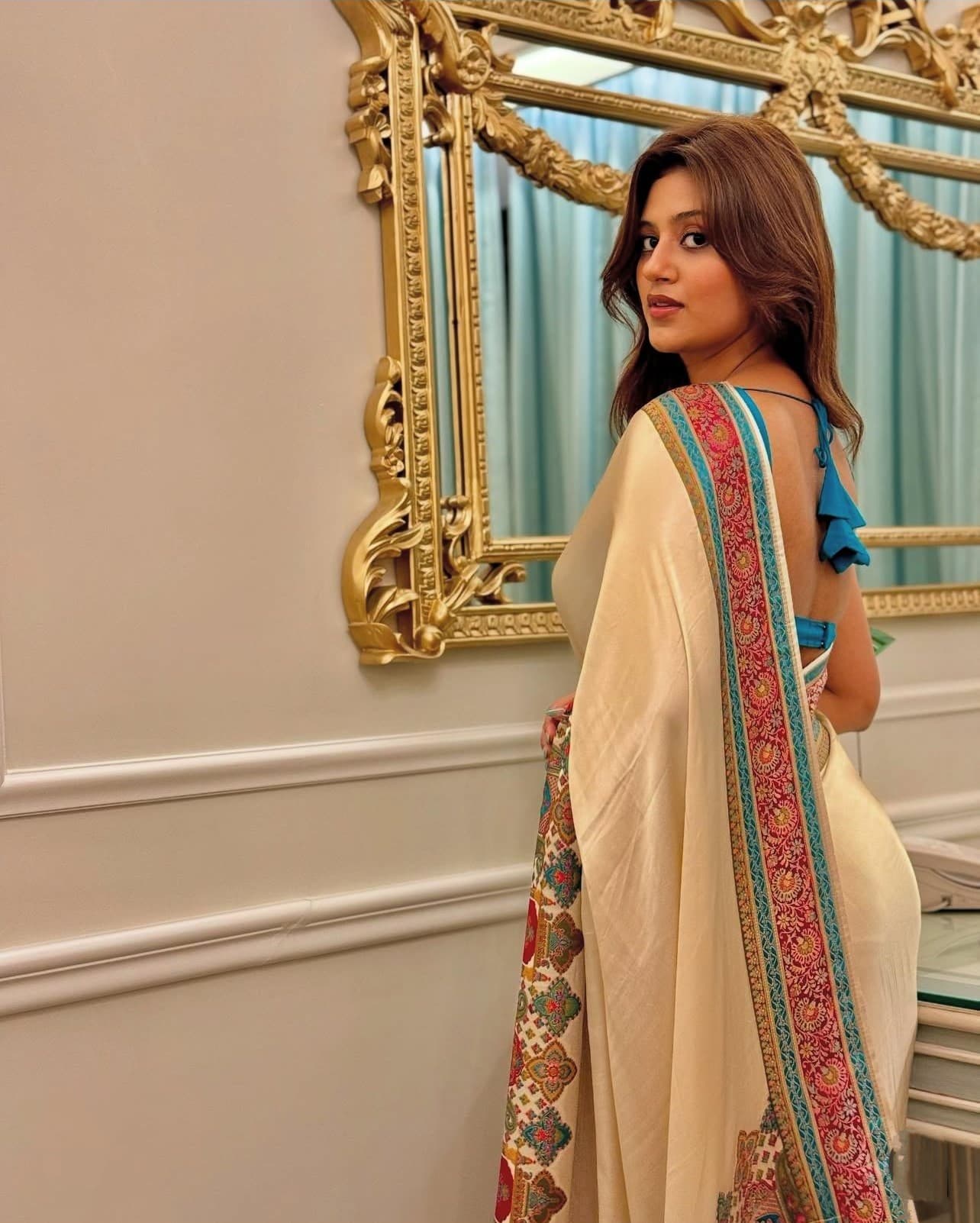 Sudha Japan Satin Digital Print Saree with Matching Blouse – Trendraani