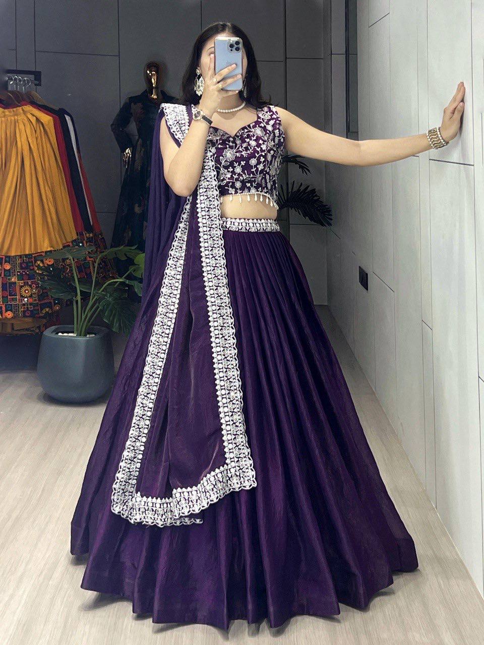 Designer Lehenga with 5 Meter Flair and Arca Lace Dupatta