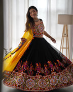 Semi-Stitched Mirror Work Lehenga with Dupatta – Festival Wear for Women