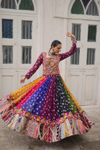 Gamthi Work Georgette Lehenga Choli for Navratri 2025 – Wine & Beige Set