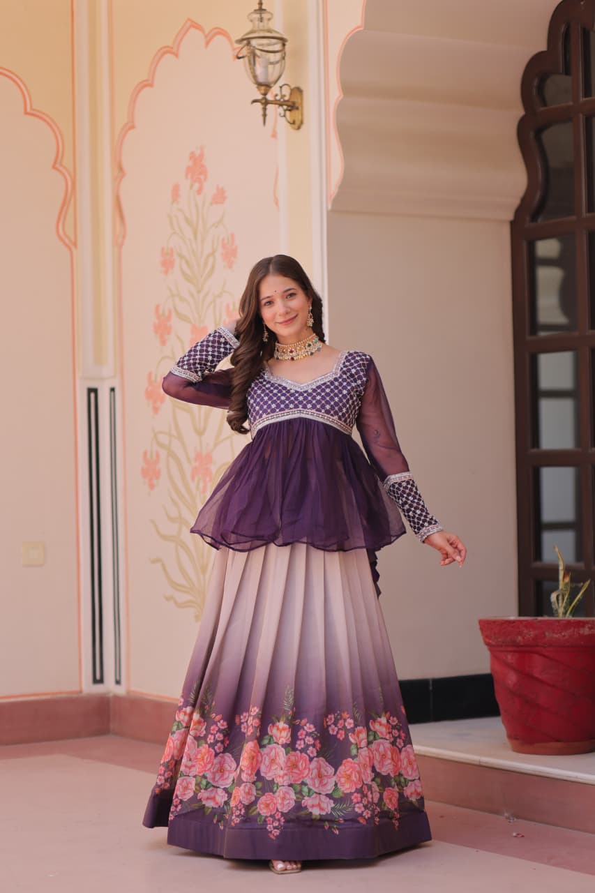 Elegant Cosmos Lehenga Choli Set – Trendraani Festive Wear