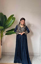Designer Blooming Vichitra Dress with Beads and Sequence Work