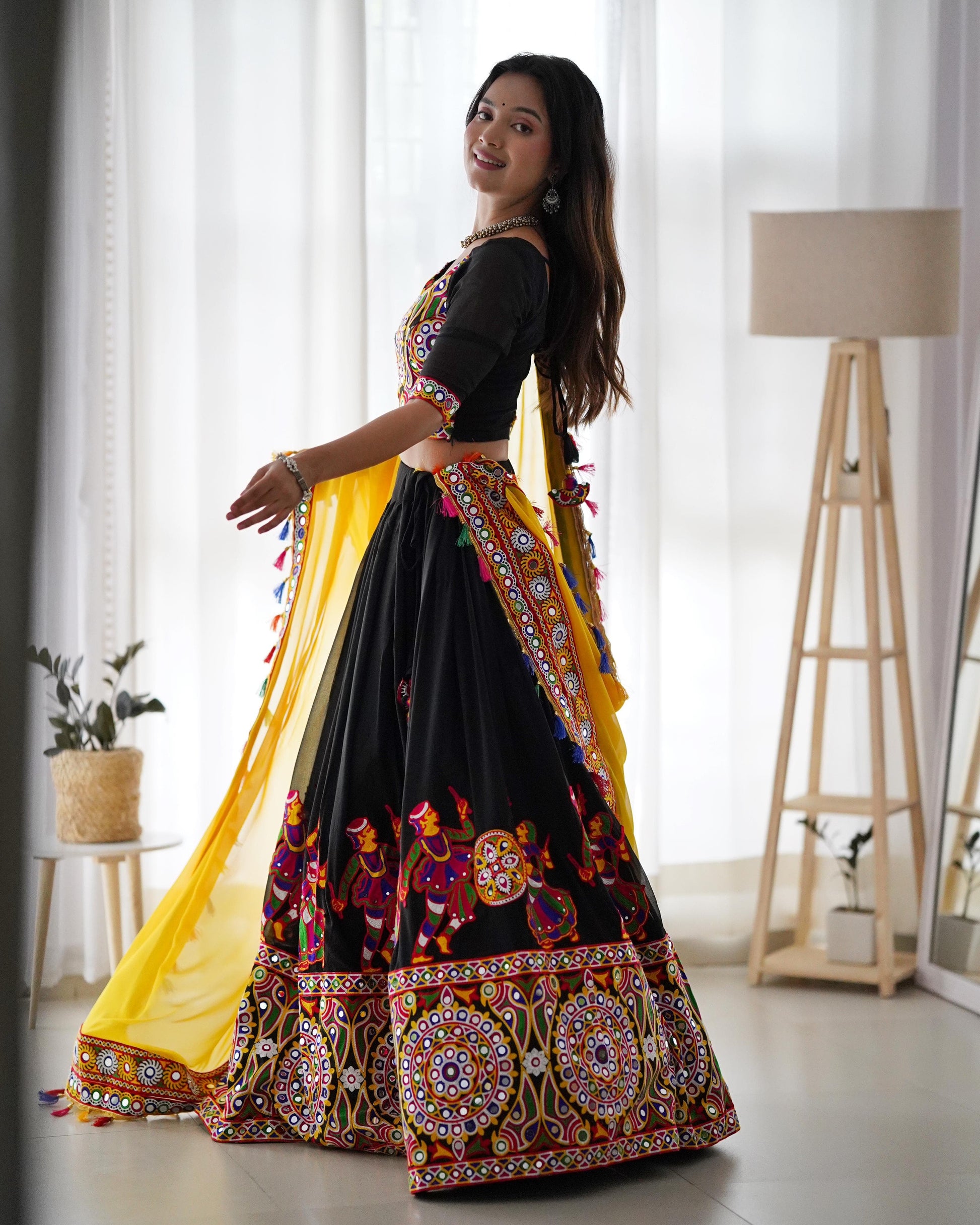 Original Mirror Embroidered Lehenga Choli Set for Navratri & Weddings