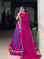 Designer Tasar Silk Bandhej Print Lehenga for Garba 2025