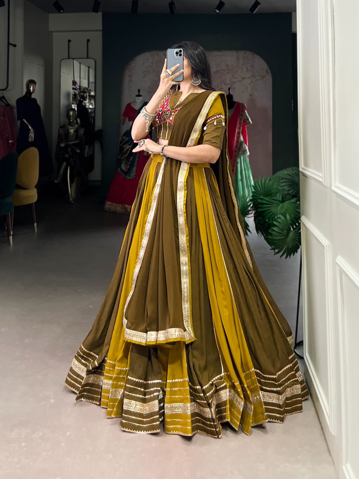 6 Meter Flair Rayon Lehenga for Garba Nights – Festival Special