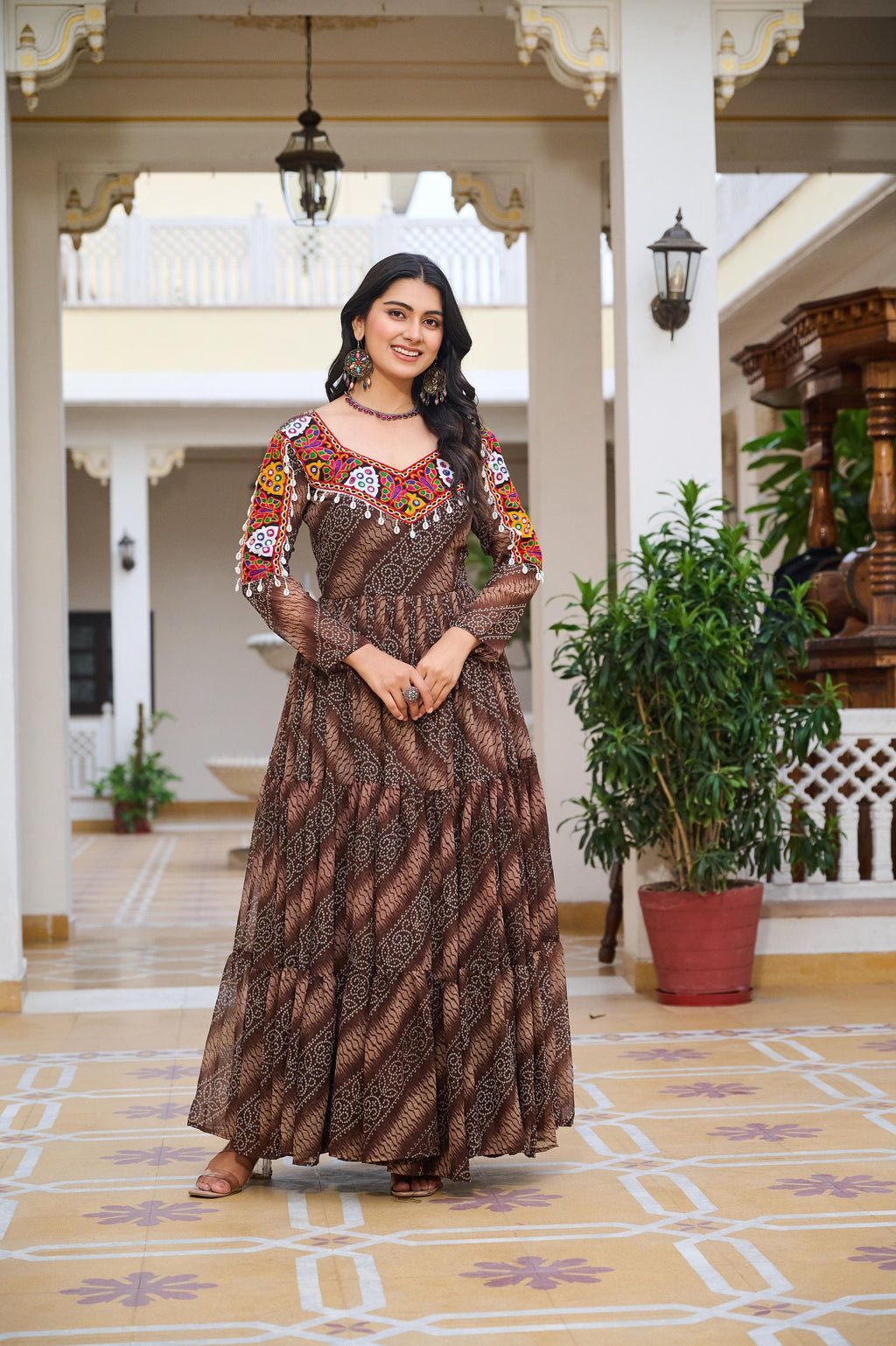 Navratri Special Gamathi Work Gown with 9 Meter Flair – Trendraani