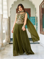 Fully Stitched Palazzo and Dupatta Set in Star Georgette