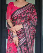 Pink Tassel Pallu Saree in Linen – Festive Wear 2025
