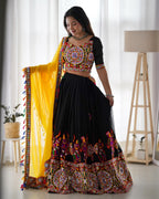 Faux Georgette Lehenga Choli with Chain-Stitch and Mirror Work – Trendraani