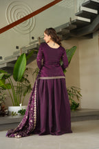 Mehendi and Wine Colored Festive Dress Set for Women with Dupatta