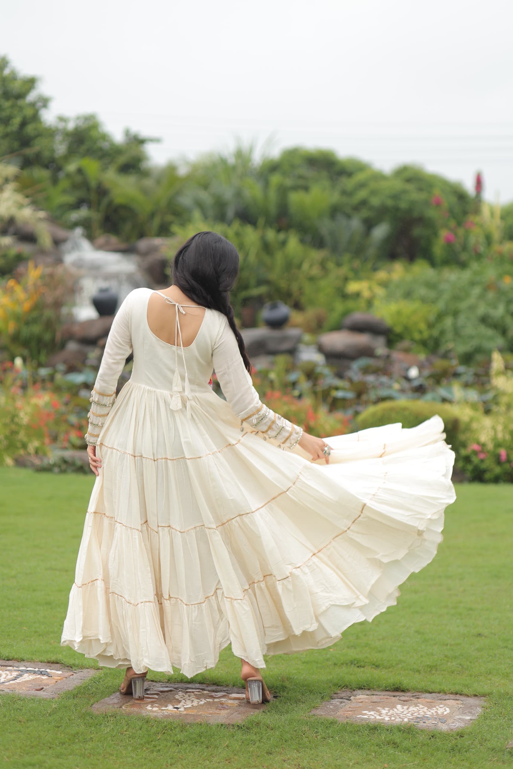 Multi-Thread Embroidered Full Sleeve Gown for Garba Nights
