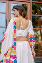 Traditional White Cotton Chaniya Choli for Garba Festival 2025