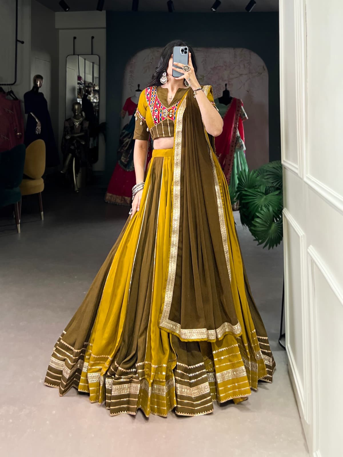 Designer Mirror Work Blouse with Gota Patti and Kodi Lace – Trendraani