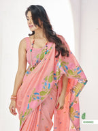 RajPath Fabrics Gulabi Linen Silk Saree – Soft Pink Saree with Shine