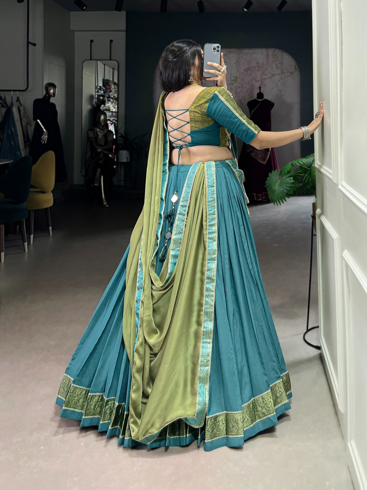 Garba Special Lehenga Choli with Lace and Chiffon Dupatta