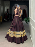 Bandhej Print Georgette Lehenga Choli Set with Gota Patti & Purse – 8 Meter Flair