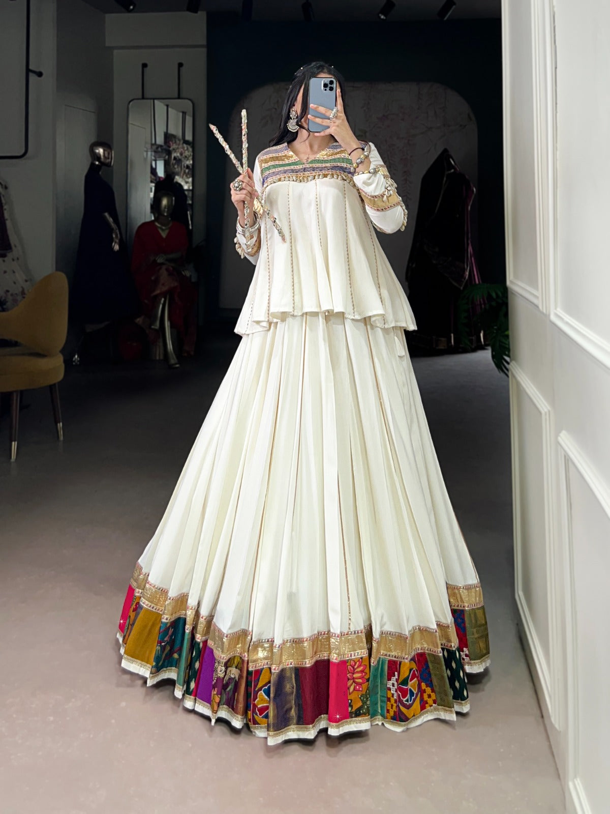 Rayon Lehenga and Blouse Set with Lace Work and Full Sleeves