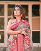 Pure Banarasi Saree with Vintage Motifs and Designer Blouse Piece