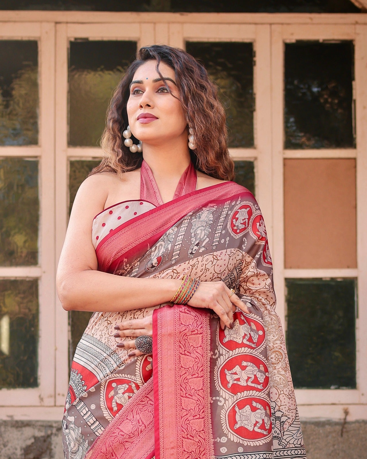 Pure Banarasi Saree with Vintage Motifs and Designer Blouse Piece