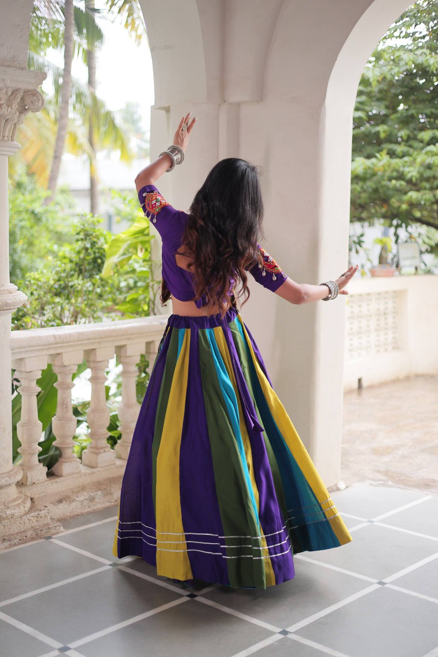 Roman Fabric Lehenga with 6 Meter Flair and Gota Lace Work – Trend raani
