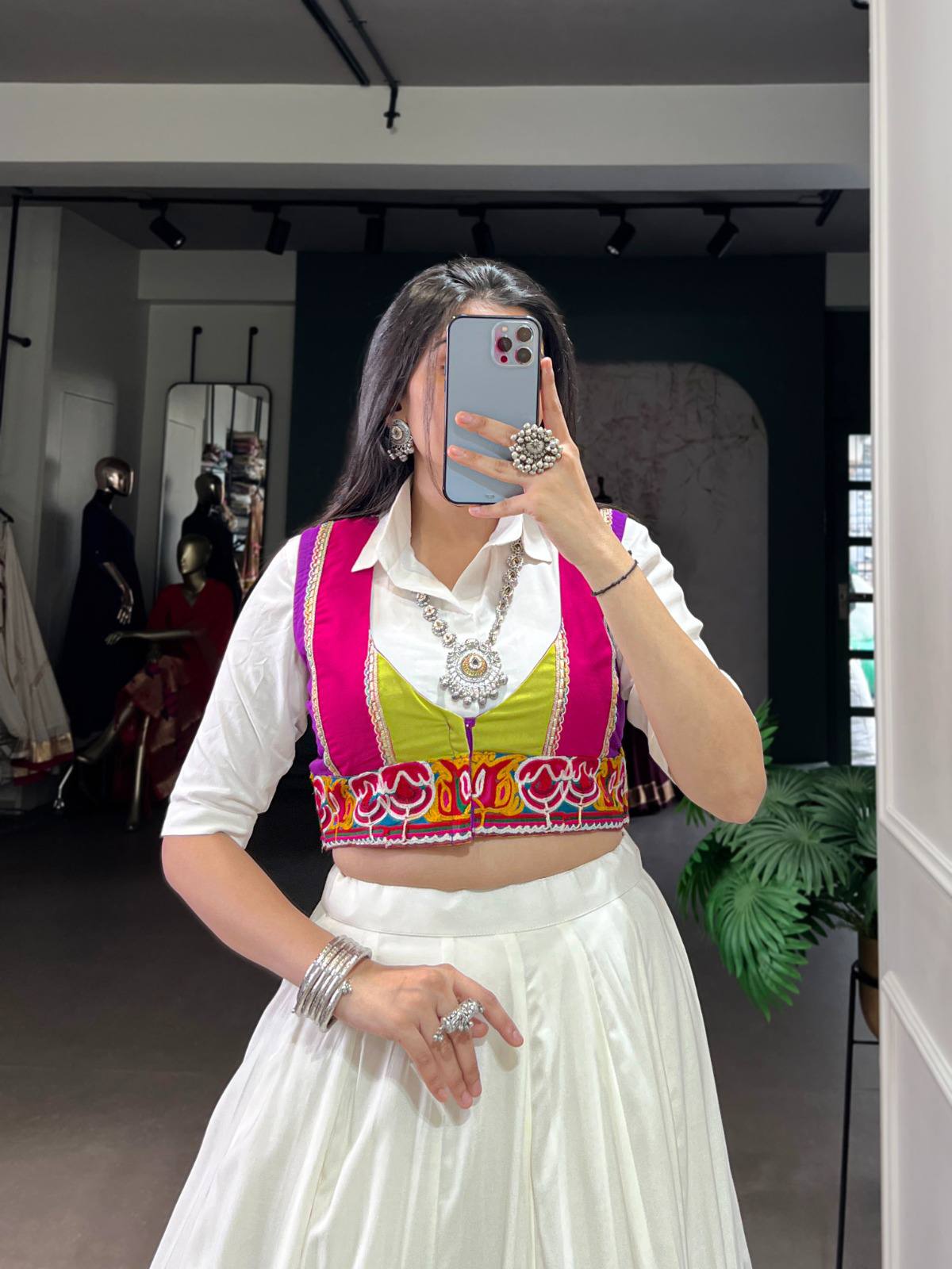 Modern Navratri Lehenga Choli with Koti and Rayon Shirt – Trendraani