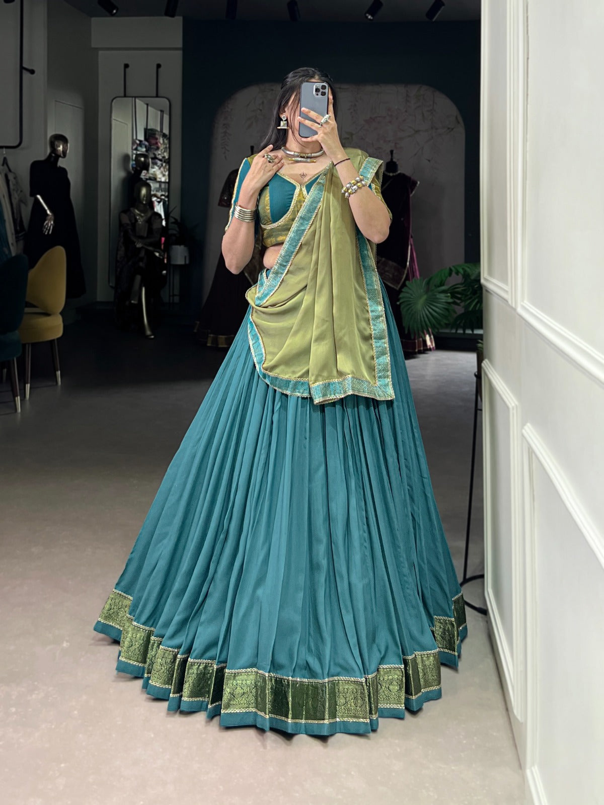 Garba Special Lehenga Choli with Lace and Chiffon Dupatta