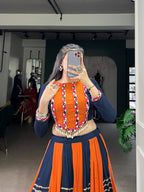 Trendraani Navratri 2025 Lehenga Choli with Real Mirror Blouse and Lace Work