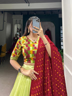 Elegant Stitched Tussar Silk Lehenga with Heavy Tassels & Canvas Flair