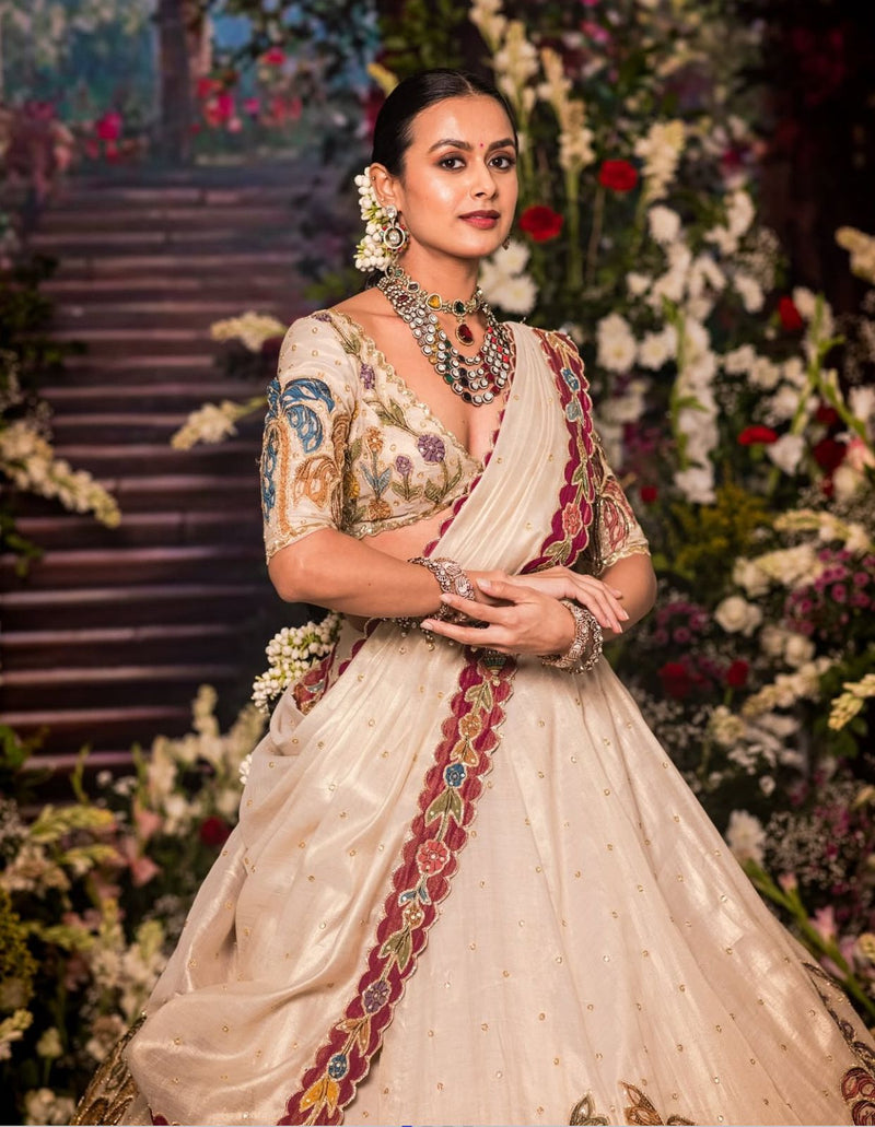 Festival Tissue Simmer Silk Lehenga Choli with Heavy Embroidery