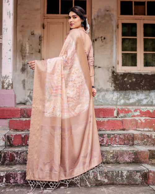 Zari Border Banarasi Silk Saree with Digital Print for Weddings