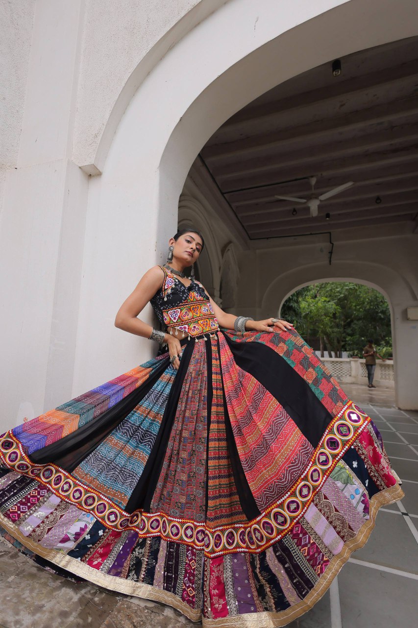 Festive Georgette Lehenga with Embellished Gamthi Work – Navratri 2025 Collection