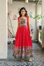 Elegant Navratri Gown in Muslin Silk – Anarkali Style by Trendraani