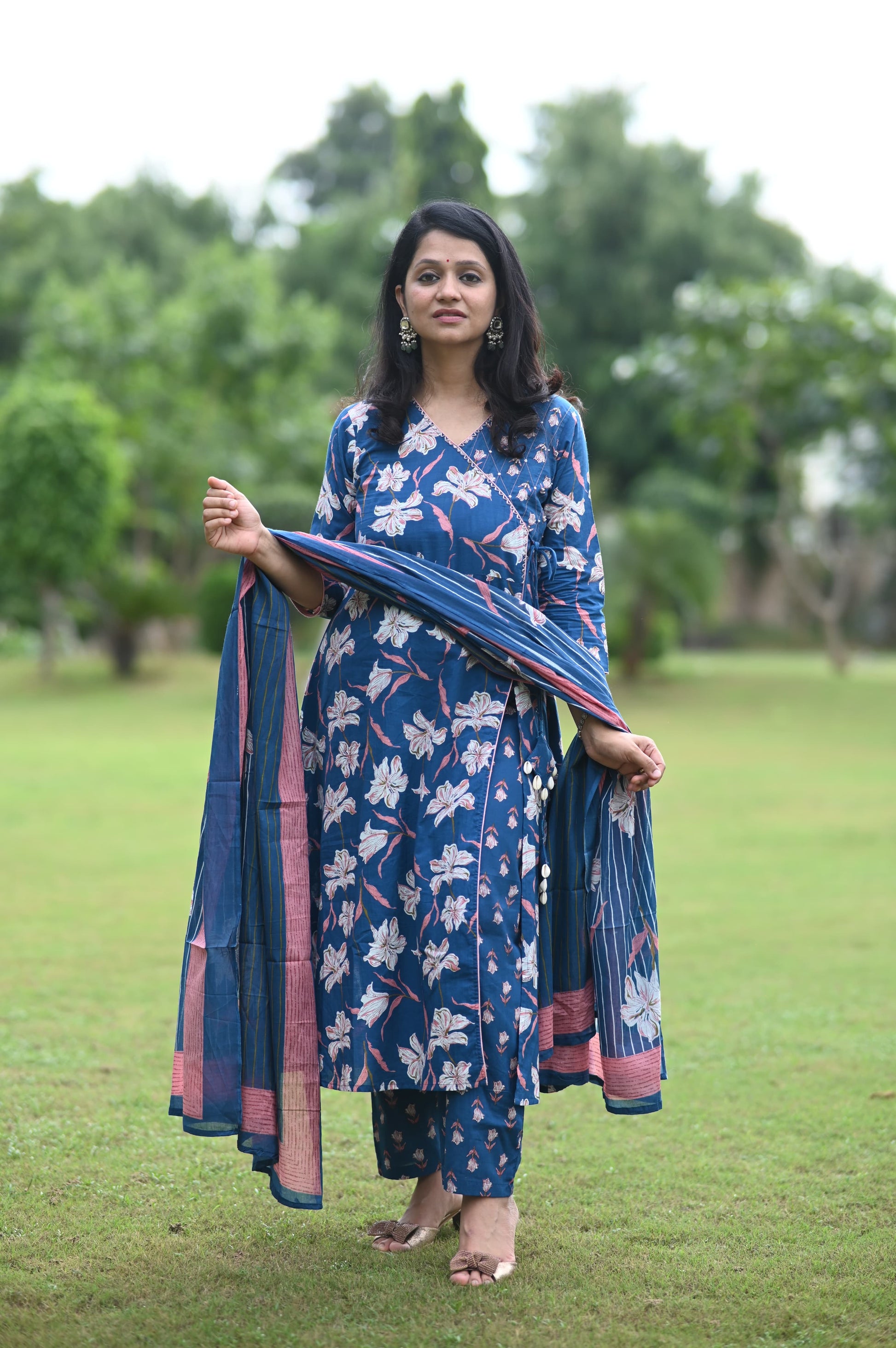 Comfy 3 Piece Everyday Cotton Ethnic Dress Set with Dupatta