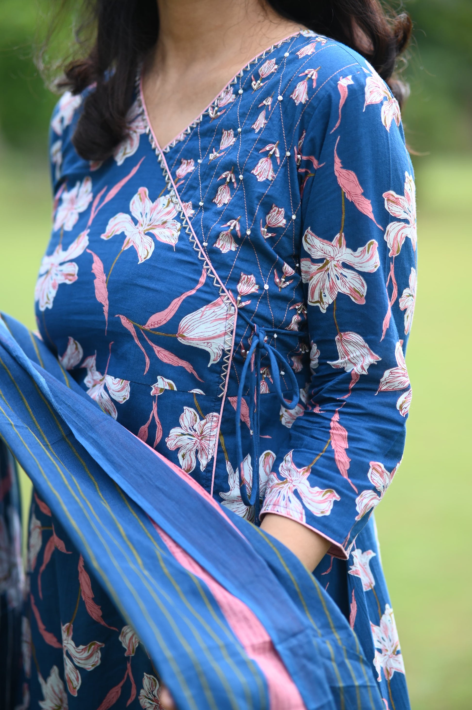 A-line Side Slit Angrakha Kurta Set for Women – Casual & Festive