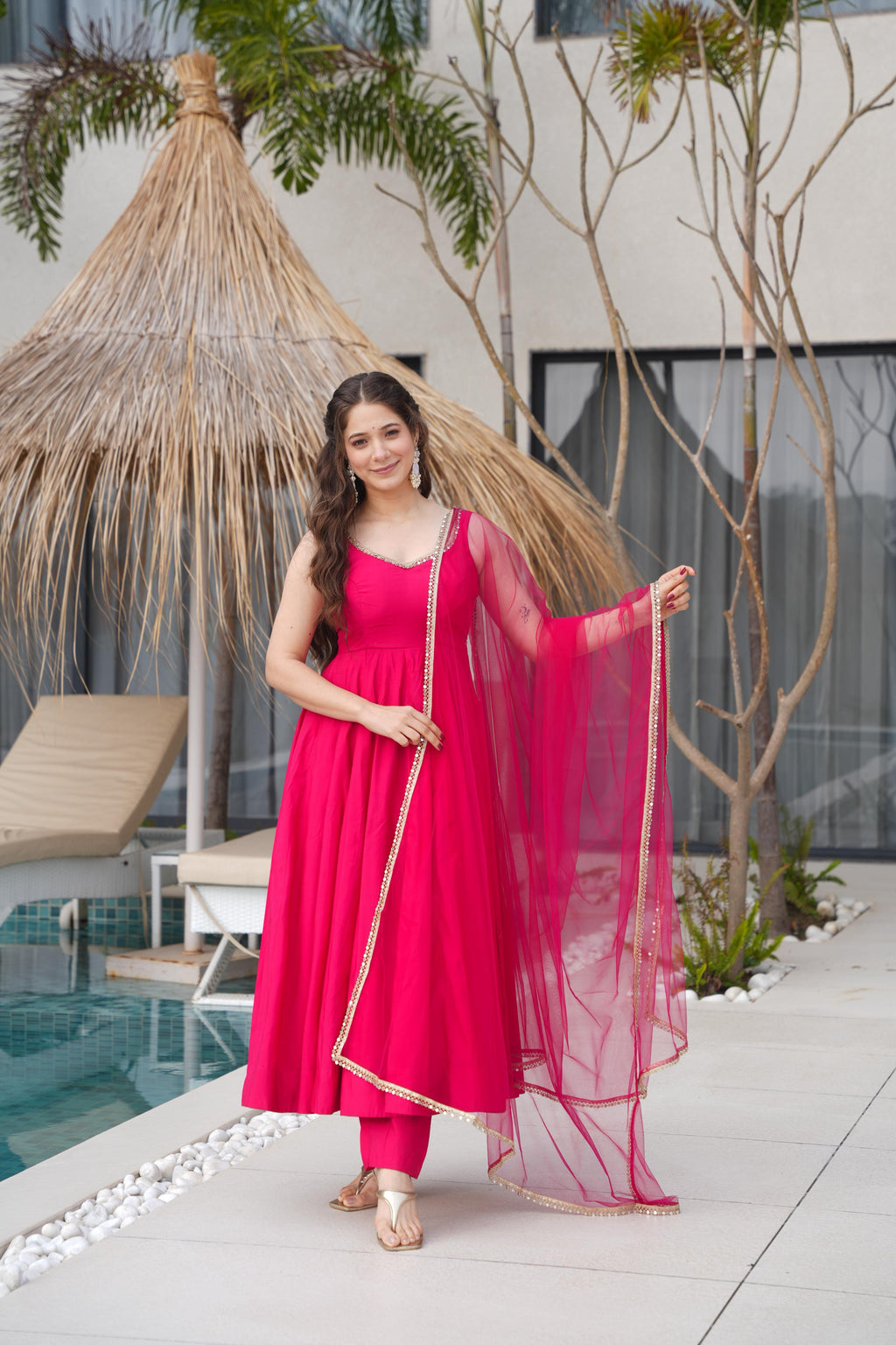 Anarkali Gown Set with Dupatta and Pant – 4 Meter Flair