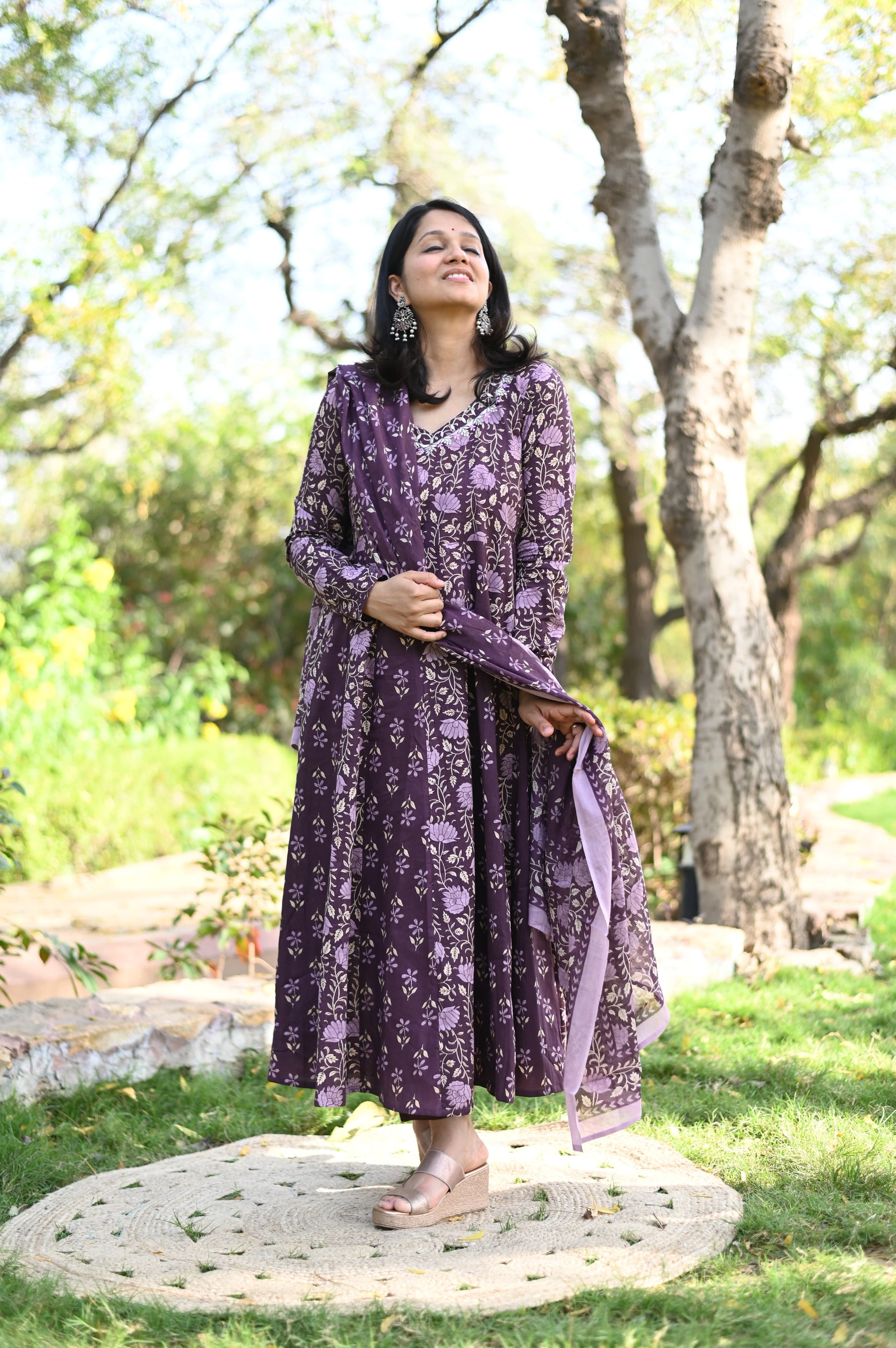 Double Print Handblock Cotton Suit Set for Daily Ethnic Wear