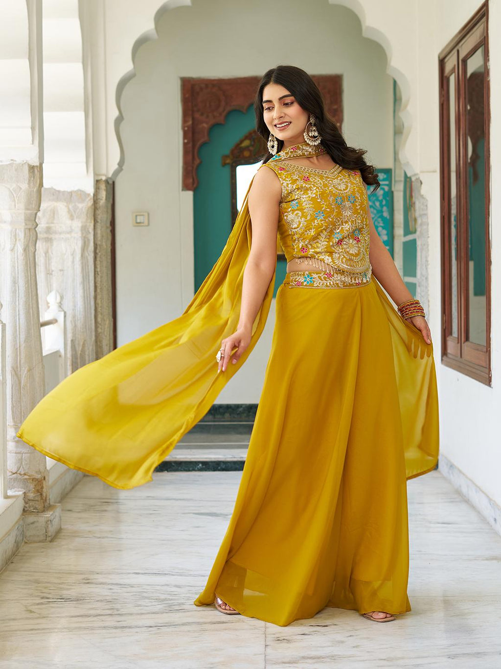 Designer Palazzo Set for Women with Embroidered Blouse – Trendraani