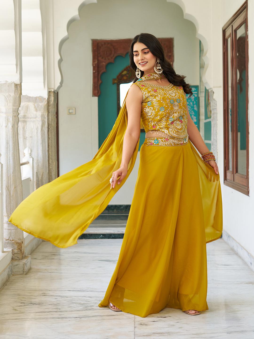 Designer Palazzo Set for Women with Embroidered Blouse – Trendraani